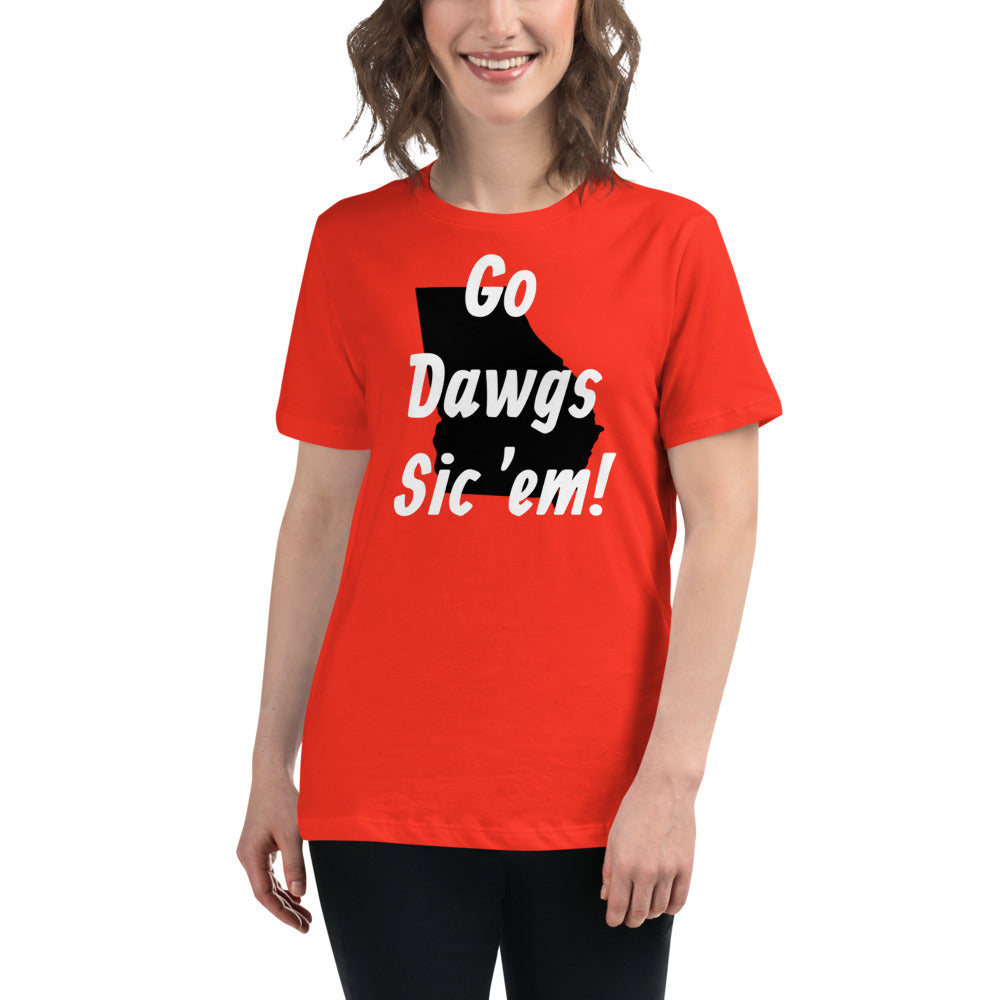 Go Dawgs Sic 'em! Women's Relaxed T-Shirt